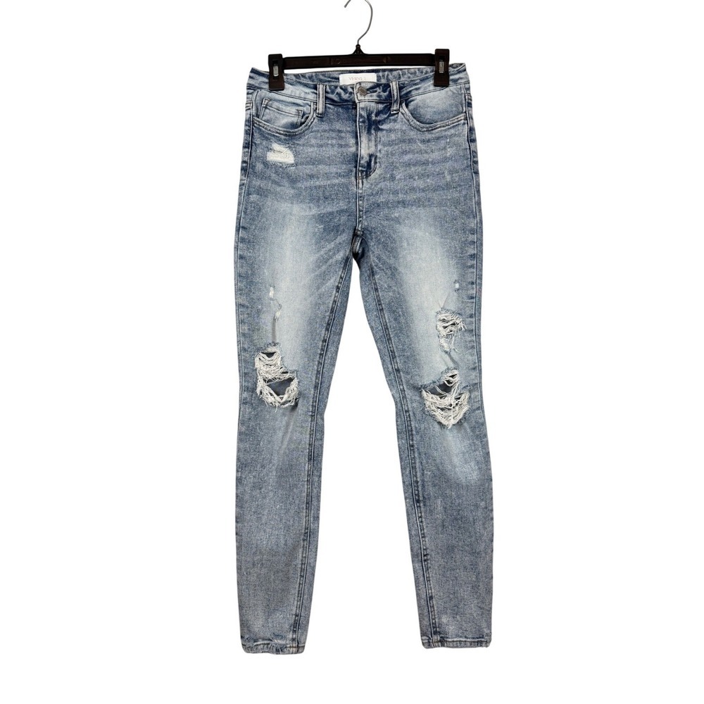 VERVET BLUE Women's High Rise Distressed Skinny Jeans Light Acid Wash Size 27